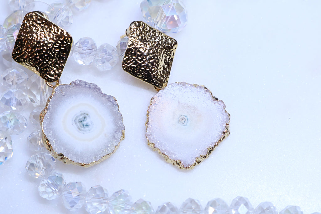 Ice Queen Geode Earrings - Bali Moon Jewels