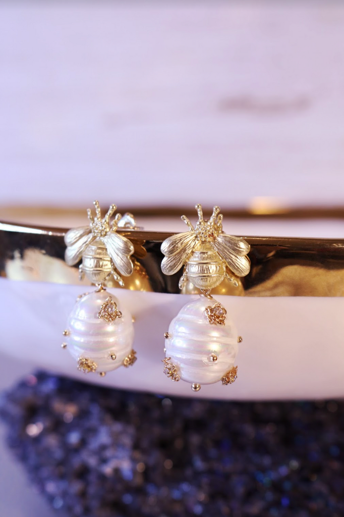 Queen Bee - Bridgerton Inspired Pearl Earrings - Bali Moon Jewels