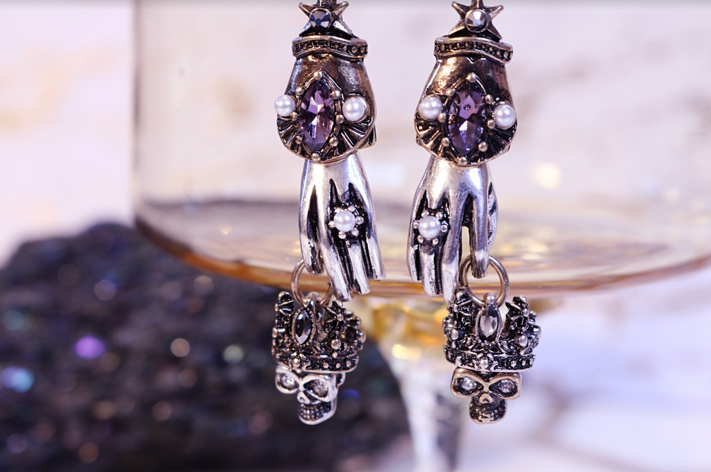 Hocus Pocus Gemstone Skull Earrings - Bali Moon Jewels