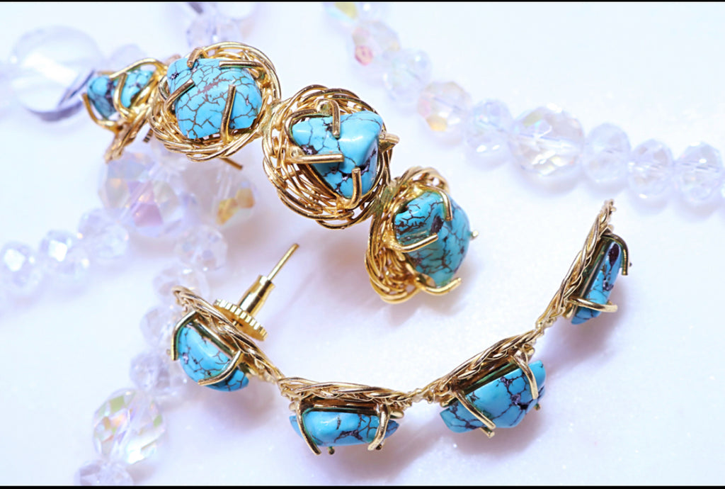 Turquoise Cascade Earrings - Bali Moon Jewels