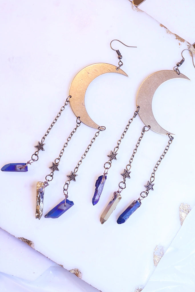 Crystal Moon Oversized Earrings - Bali Moon Jewels